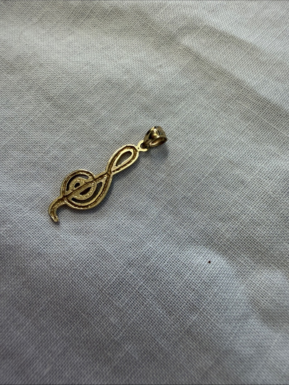 Gold Treble Clef Music Pendant Necklace - Solid 14k charm only - Picture 3 of 6